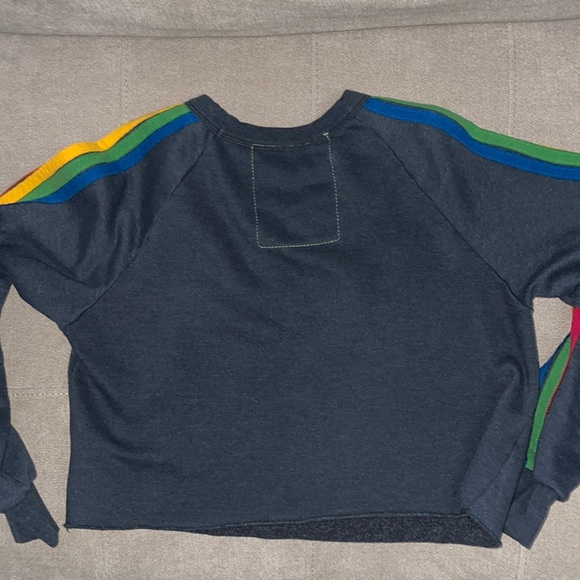 Aviator Nation crop crew - Navy Rainbow stripe - Picture 3 of 5